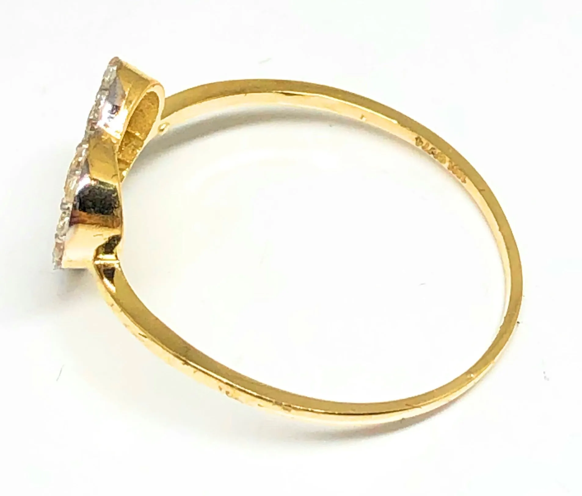 10k Solid Gold Yellow Double Gold Heart CZ Ring