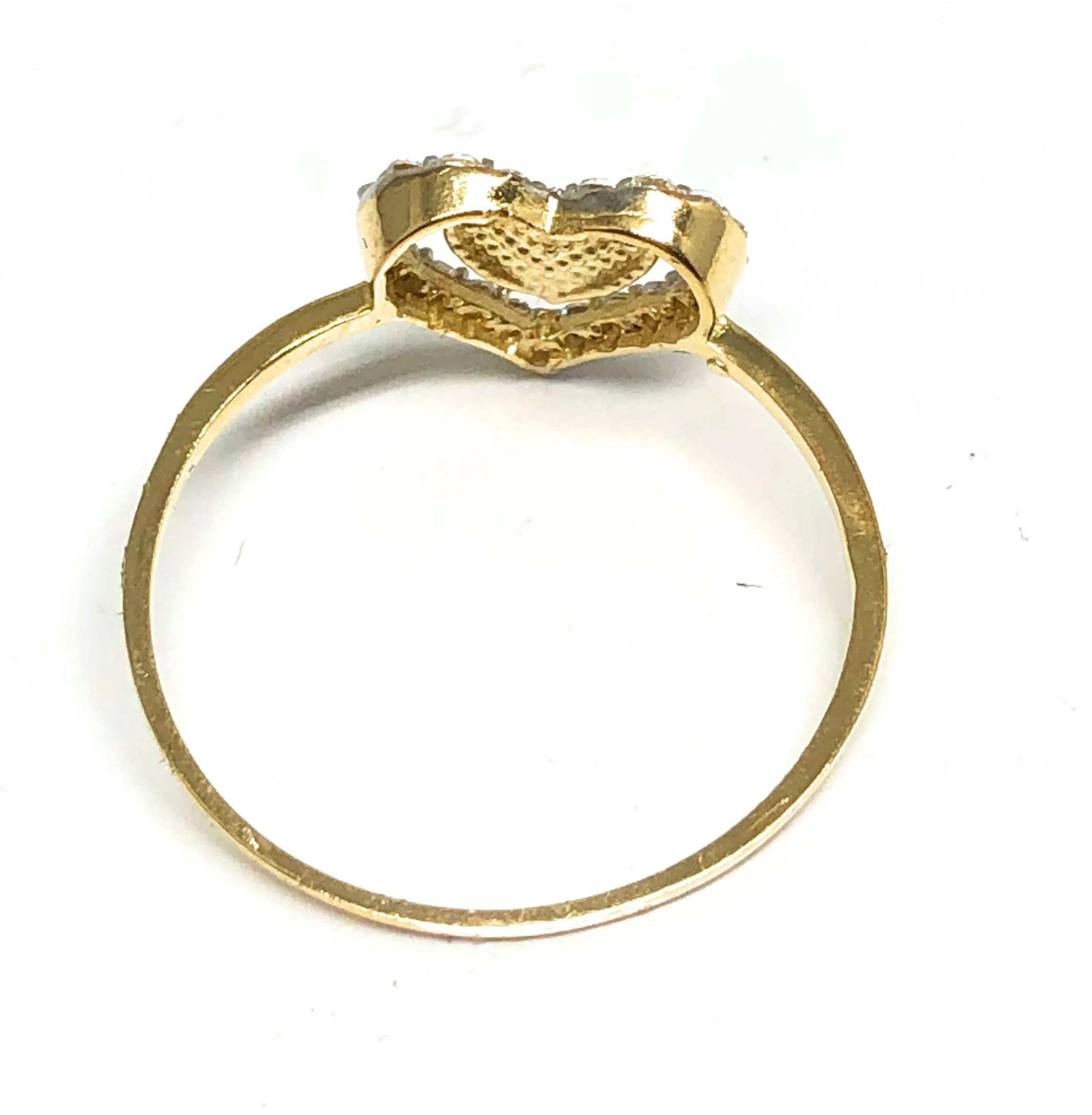 10k Solid Gold Yellow Double Gold Heart CZ Ring