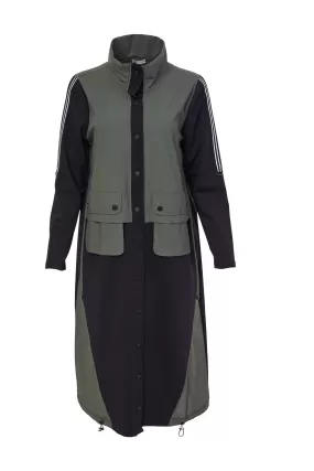 131- Naya Jersey Mix Coat- Black & Forest