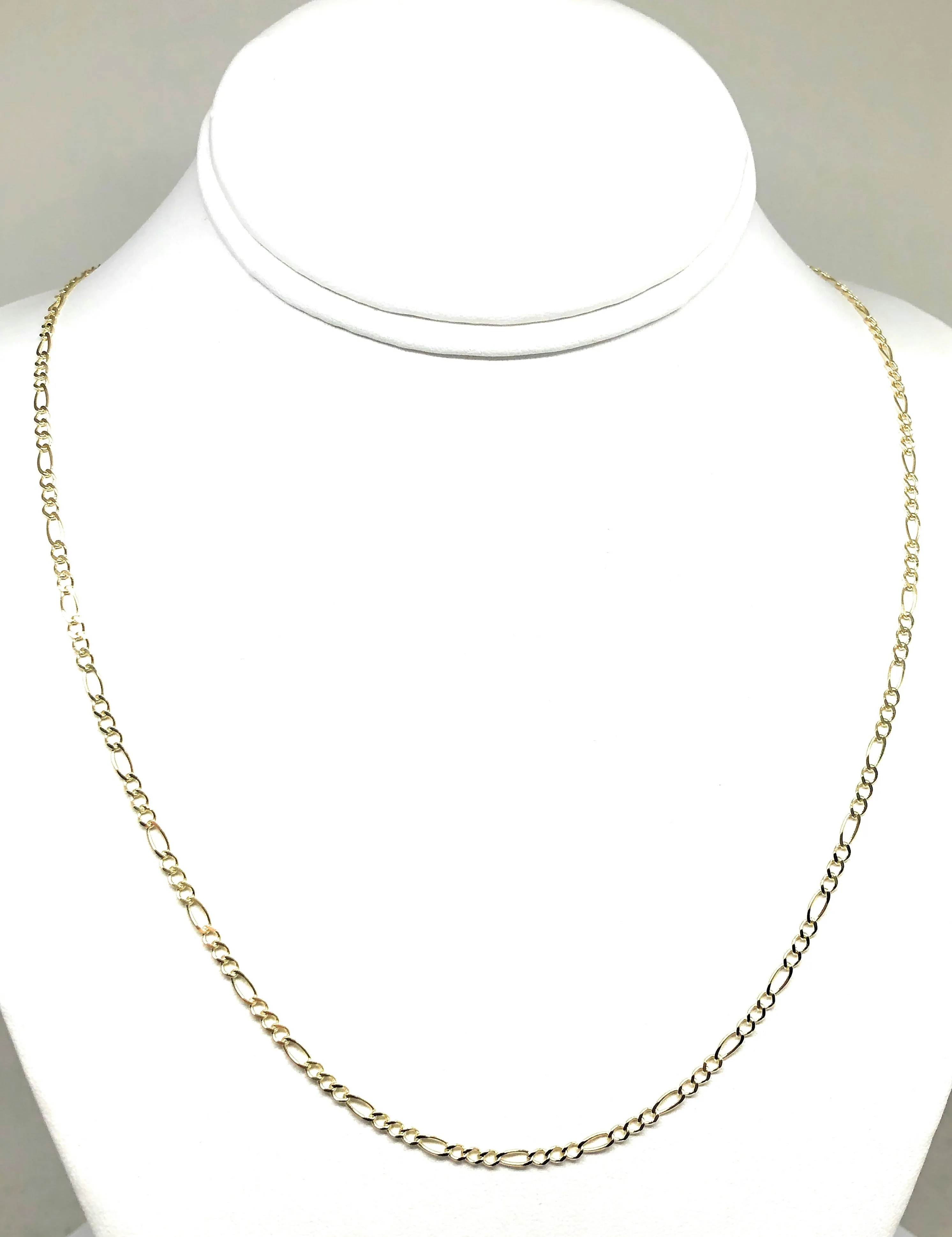 14k Solid Gold Figaro Chain 16-24 inches 2.5mm (FULL SOLID STYLE)