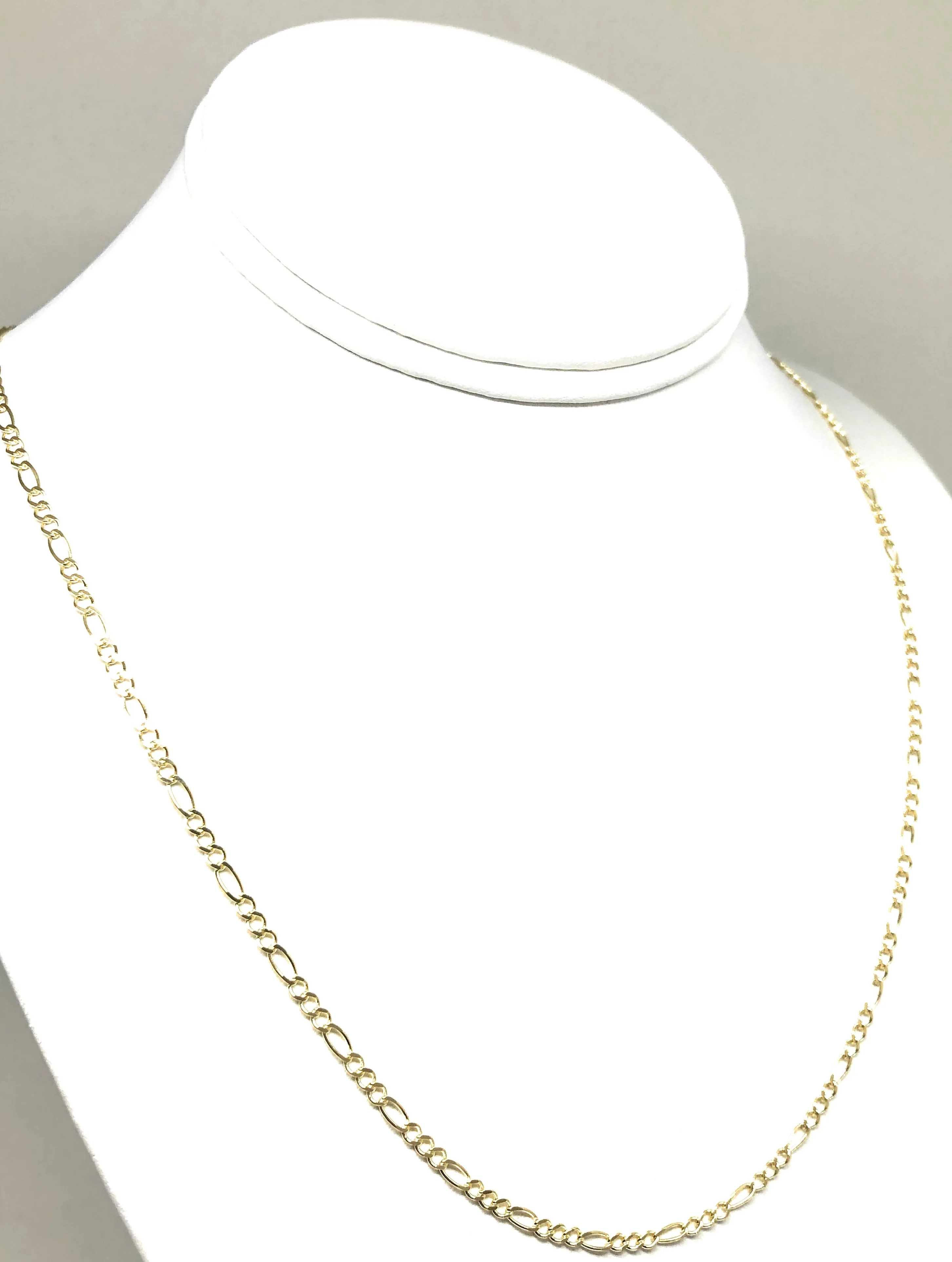 14k Solid Gold Figaro Chain 16-24 inches 2.5mm (FULL SOLID STYLE)