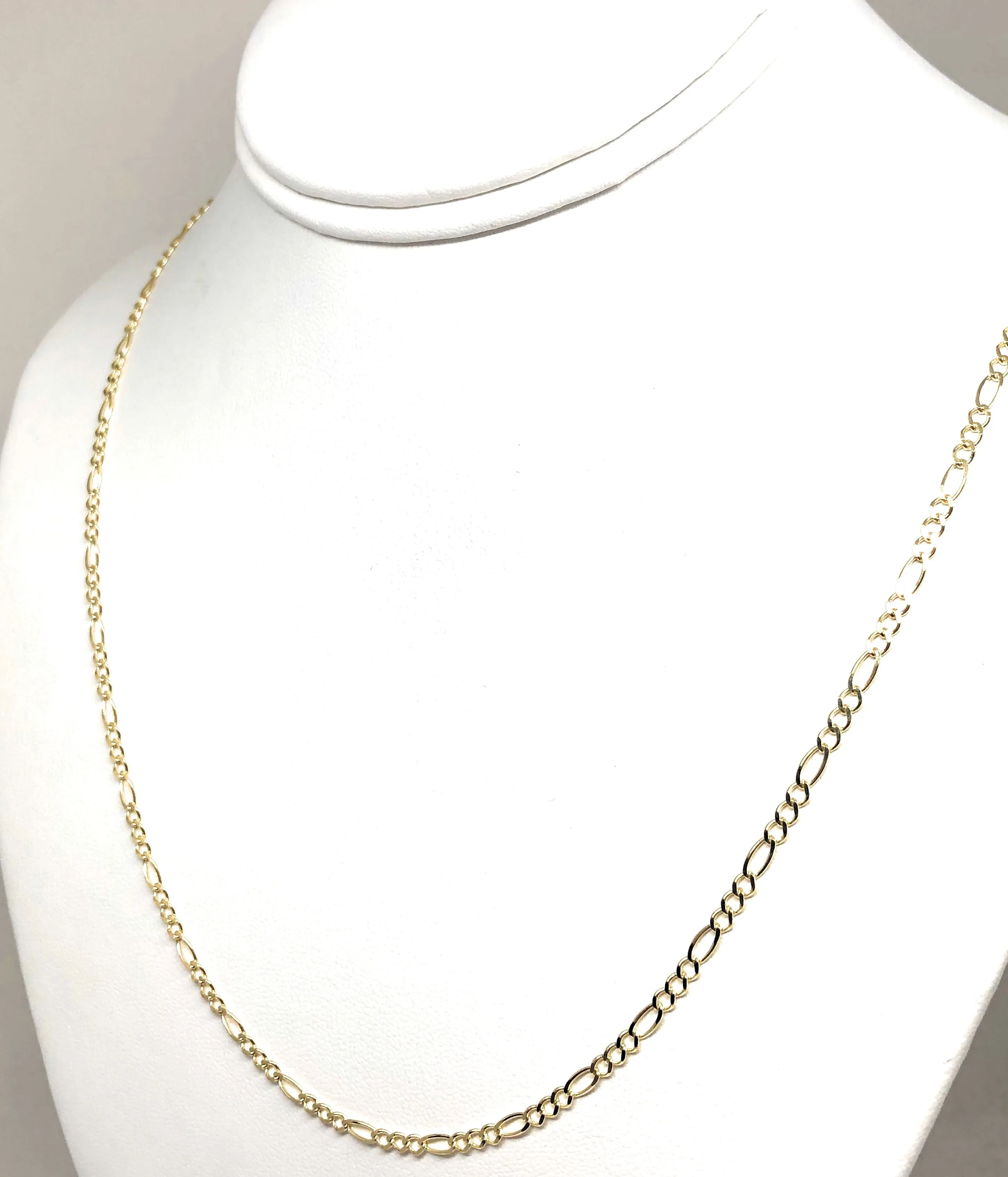 14k Solid Gold Figaro Chain 16-24 inches 2.5mm (FULL SOLID STYLE)