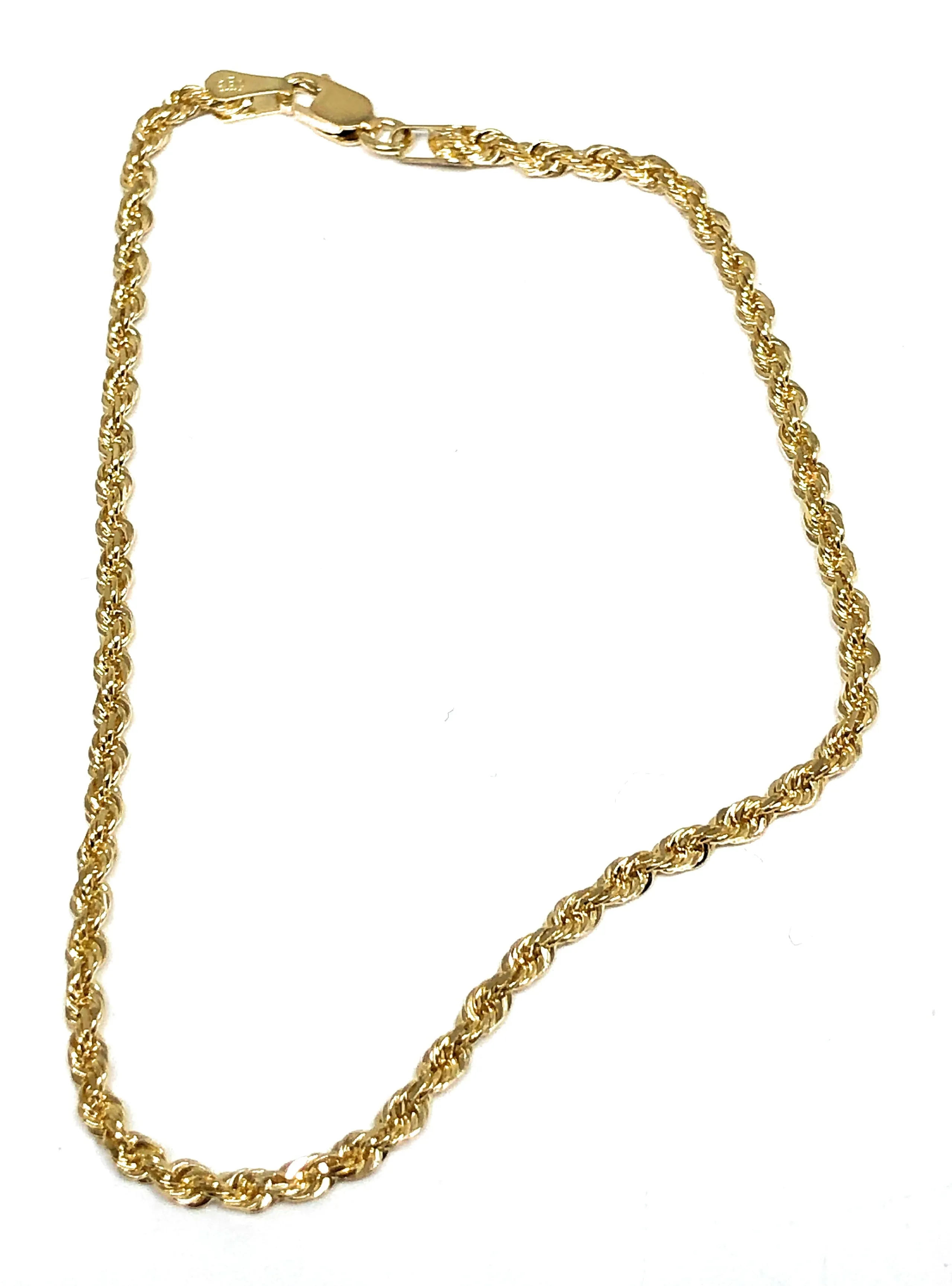 14k Solid Gold Yellow Rope Brracelet 7-8 inch 2.3mm Width (FULL SOLID STYLE)