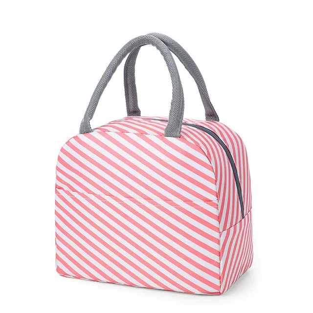 1PCs Fresh Cooler Bags Waterproof Nylon Portable Zipper Thermal Oxford Lunch Bags For Women Convenient Lunch Box Tote Food Bags