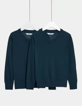 2pk Unisex Pure Cotton School Jumper (3-18 Yrs)