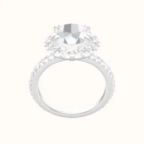 3/4 Pave Engagement Ring With Halo with Double Prong Head