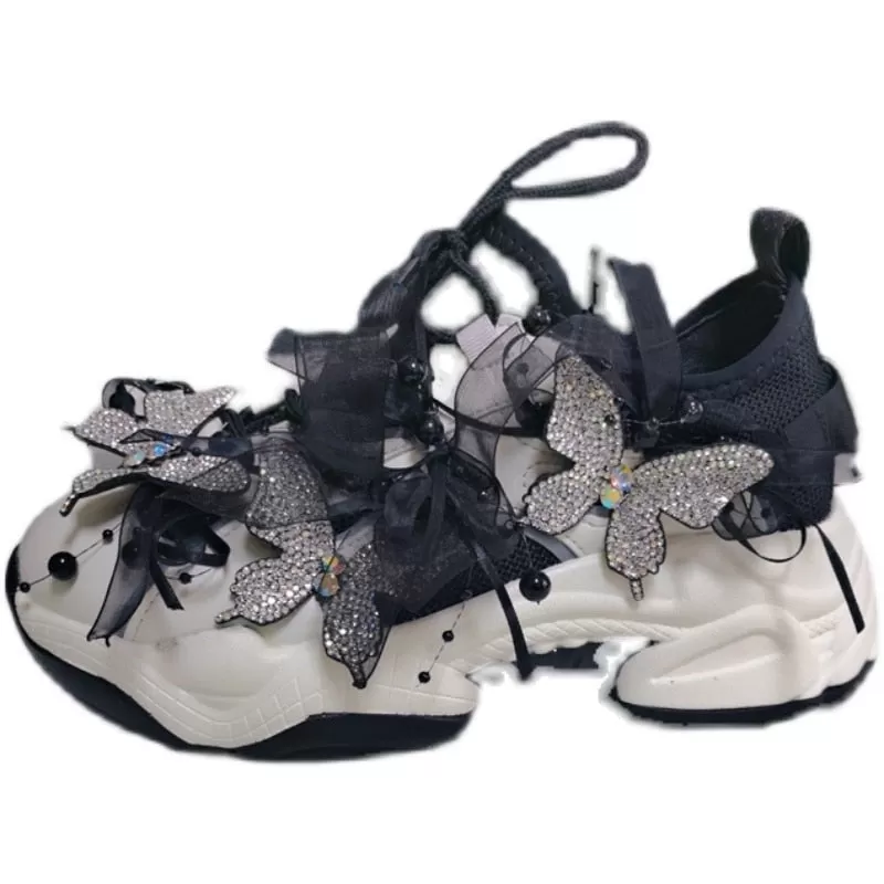 3D BUTTERFLY RHINESTONE PLATFORM SHOES