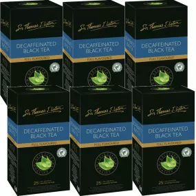 6 Pack Sir Thomas Lipton Teabags Decaffeinated Decaf Black Tea Pack 25