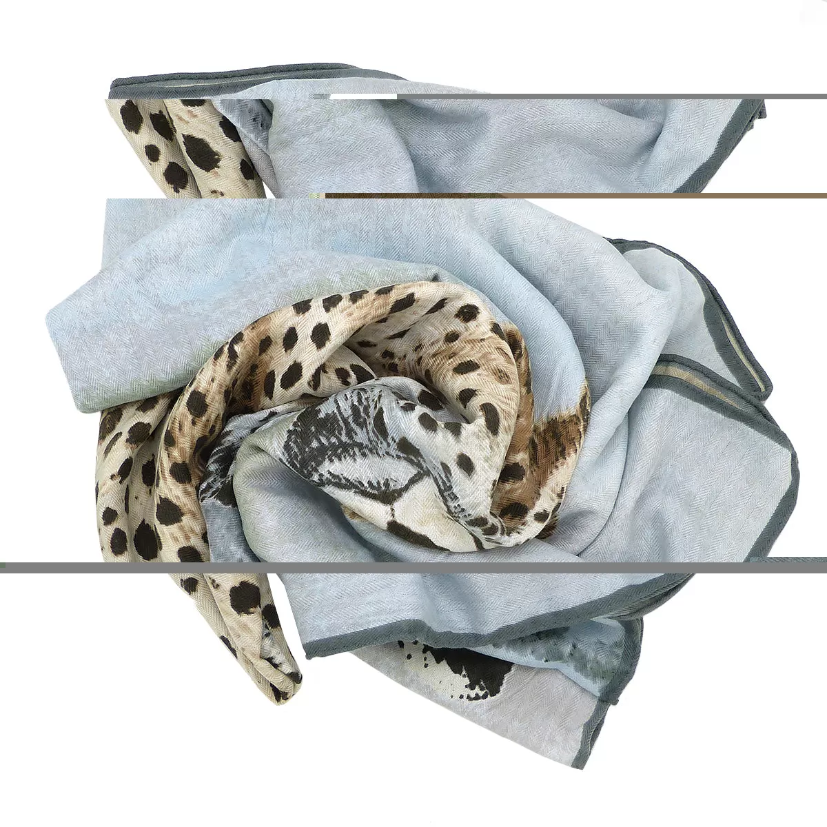 70% Cashmere 30% Silk Scarf Fashion Tan Cheetah Leopard Shawl Hand Rolled Kerchief 53 Square