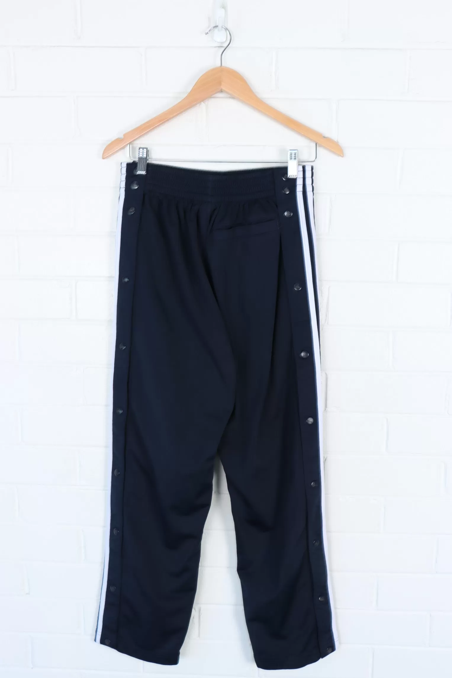 ADIDAS 3-Stripe Black Snap Tear Away Track Pants (S)