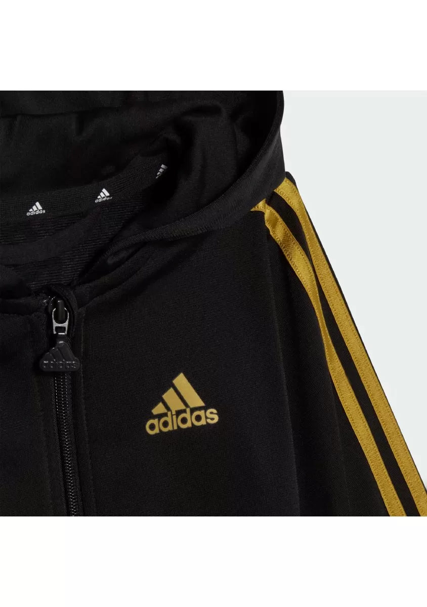 ADIDAS INFANTS ESSENTIALS SHINY HOODED TRACKSUIT BLACK/GOLD