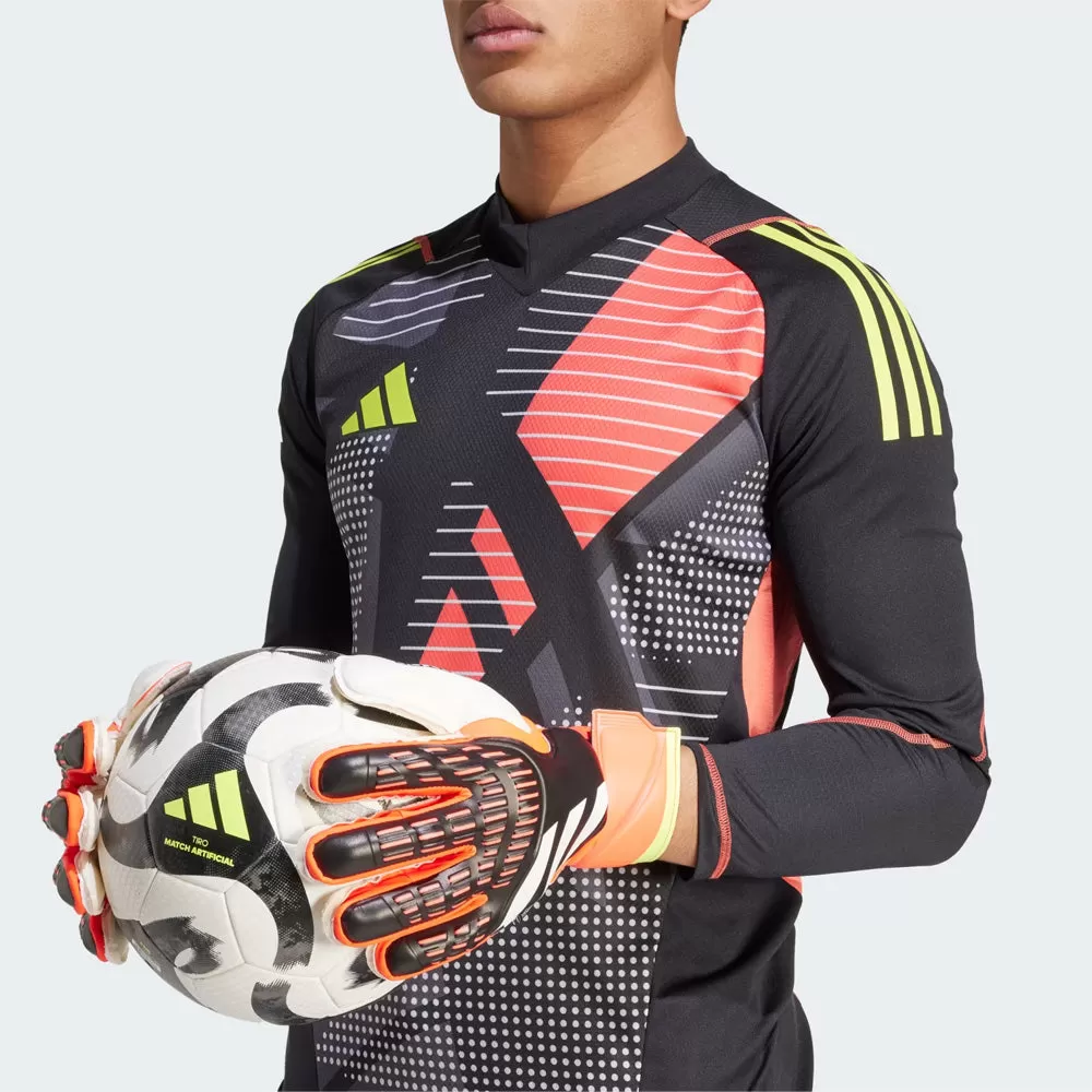 Adidas Predator Match Fingersave GK Gloves (Black/Solar Red/Solar Yellow)