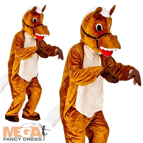 Adults Happy Horse Mascot Animal Book Fancy Dress Charity Costume