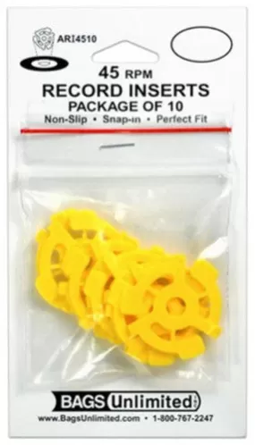 BAGS UNLIMITED - 7 45 RPM RECORD INSERTS - 10 COUNT (YELLOW)