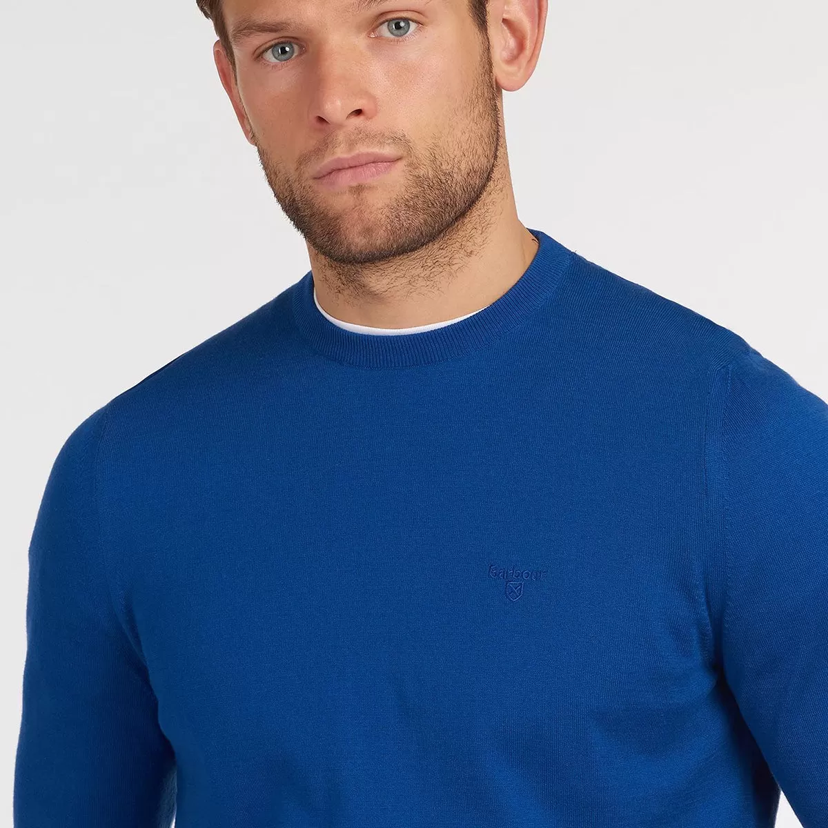 Barbour - Light Cotton Crew Neck Jumper in Bright Blue