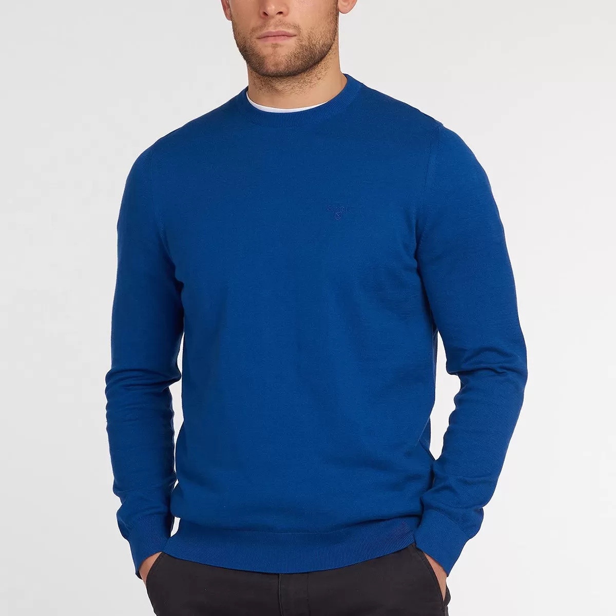 Barbour - Light Cotton Crew Neck Jumper in Bright Blue