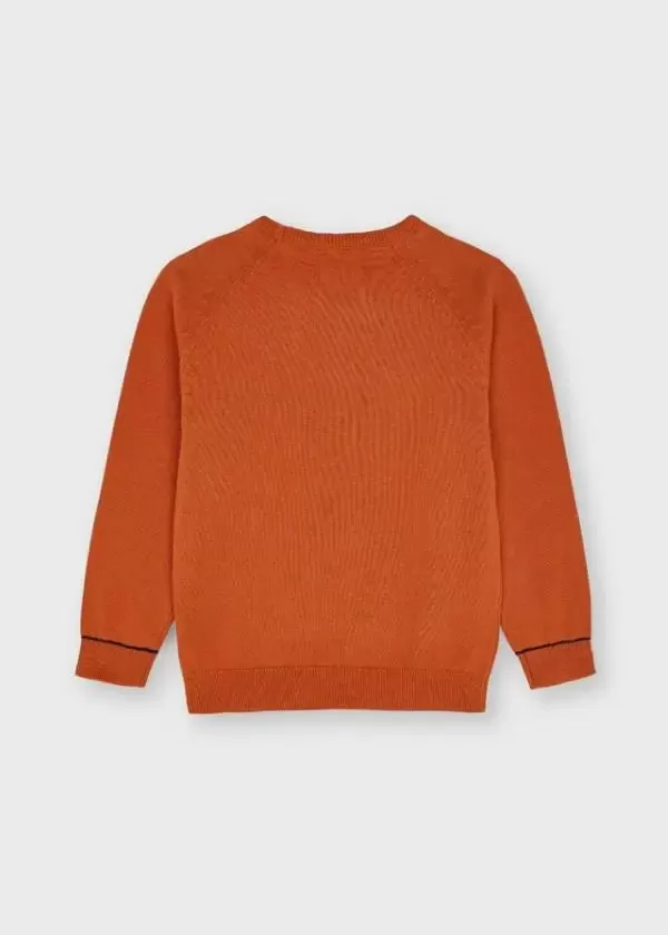 Basic cotton sweater w/round for boy - Orange