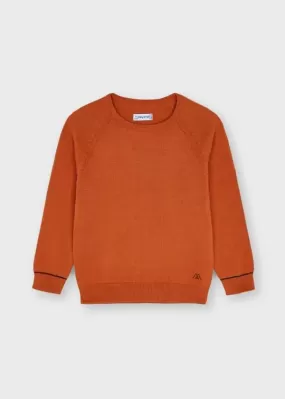 Basic cotton sweater w/round for boy - Orange