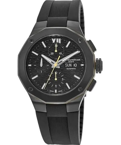 Baume & Mercier Riviera Black Steel Chronograph Dial Rubber Strap Men's Watch 10625