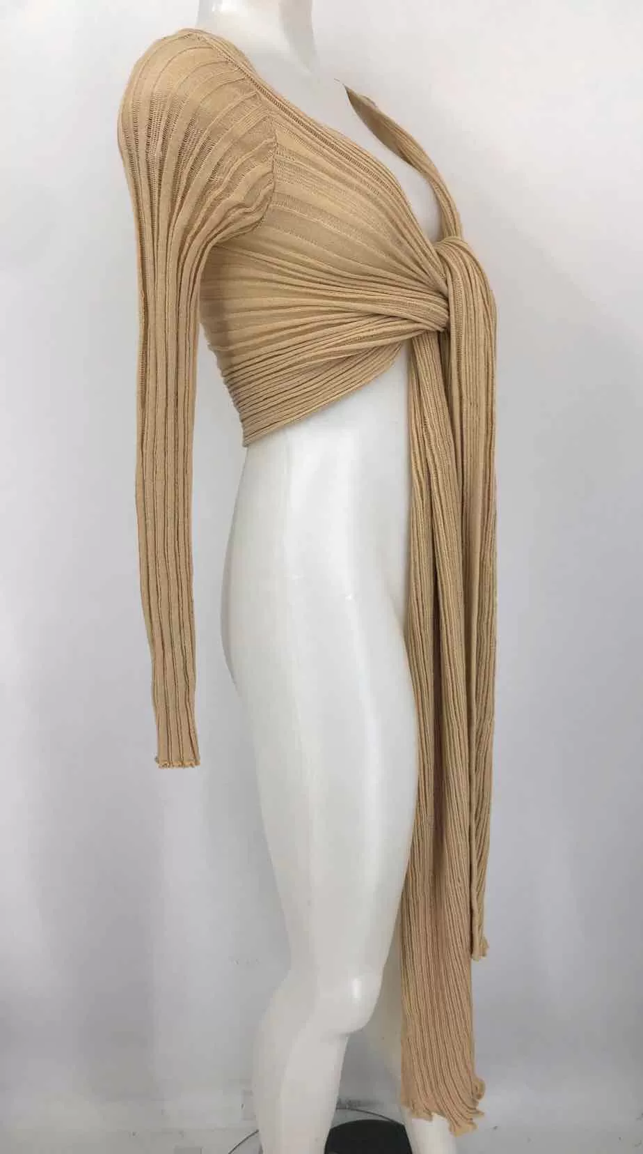 Beige Cotton Made in Greece Wrap Size MEDIUM (M) Sweater