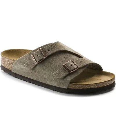 Birkenstock USA Men's Zurich Original Footbed Taupe Suede Slide Sandal