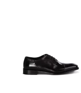 Black brogue leather oxford shoes