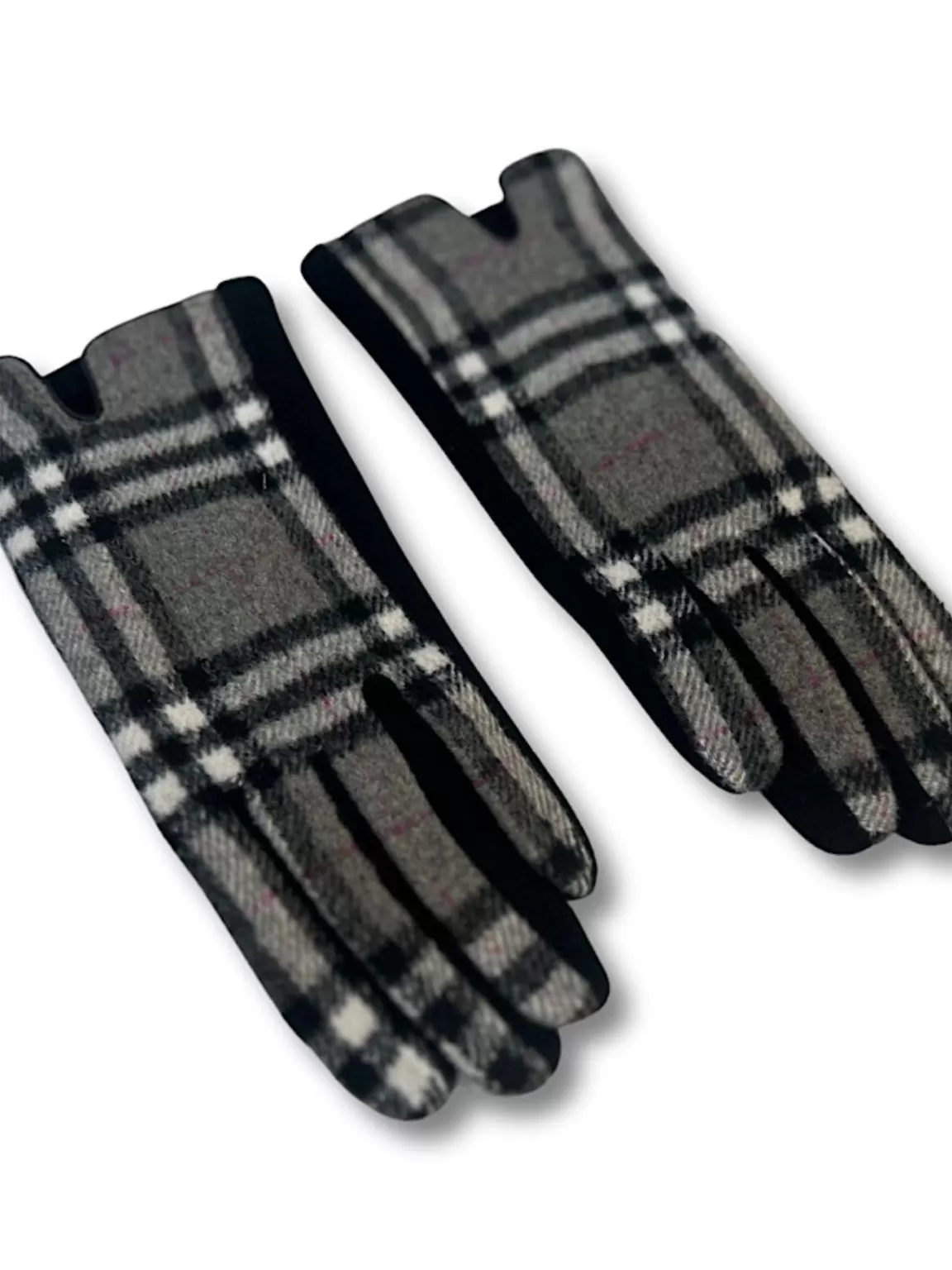 Black Checked Gloves