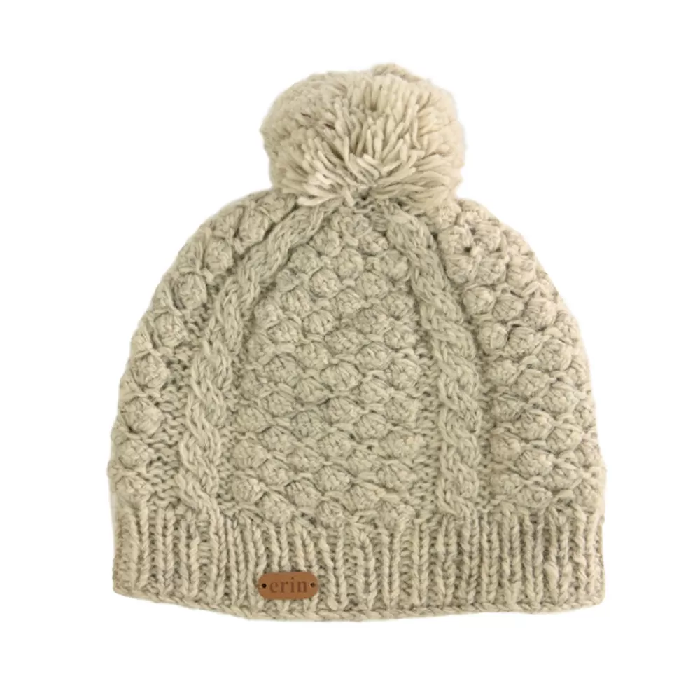 Bobble Style Cable Knit Wool Hat