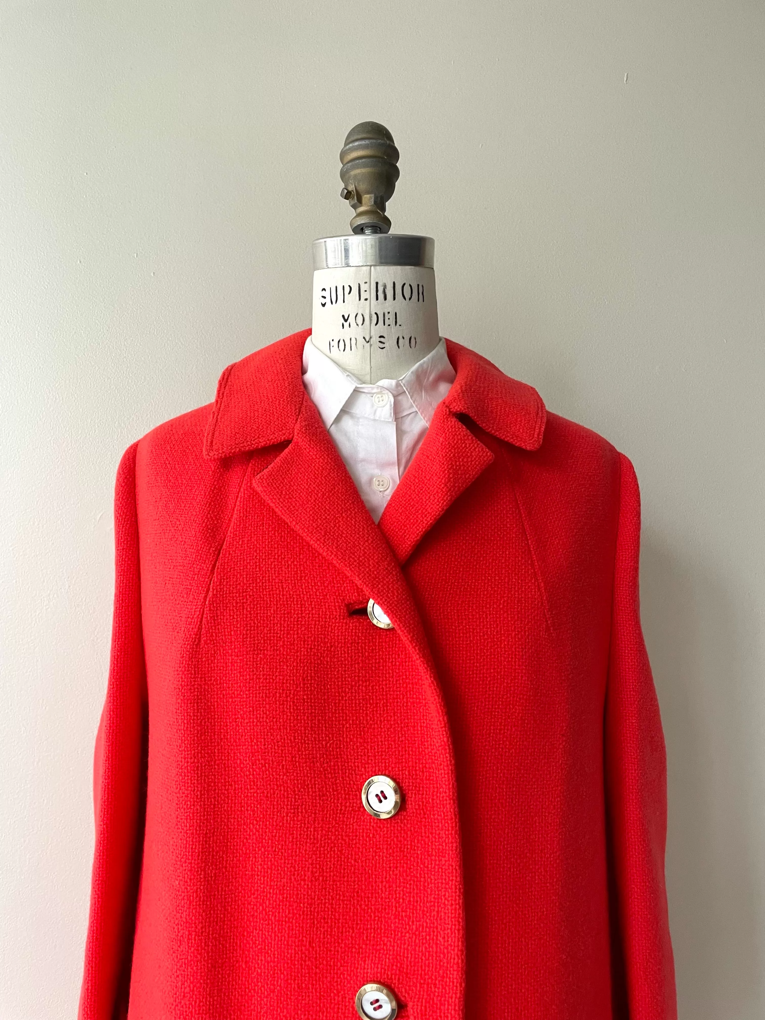 Brightest Poppy Wool Coat | 1960s