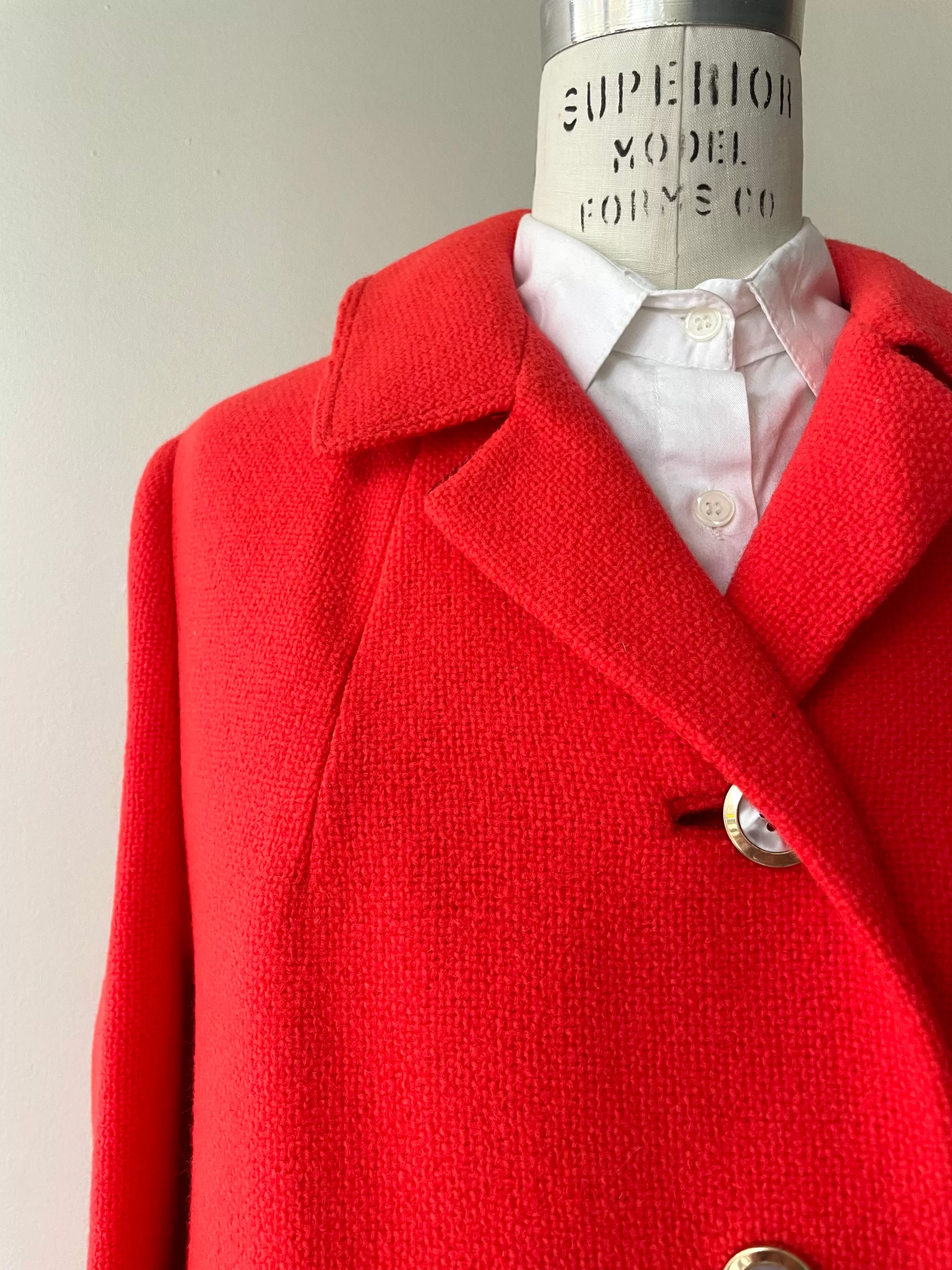 Brightest Poppy Wool Coat | 1960s