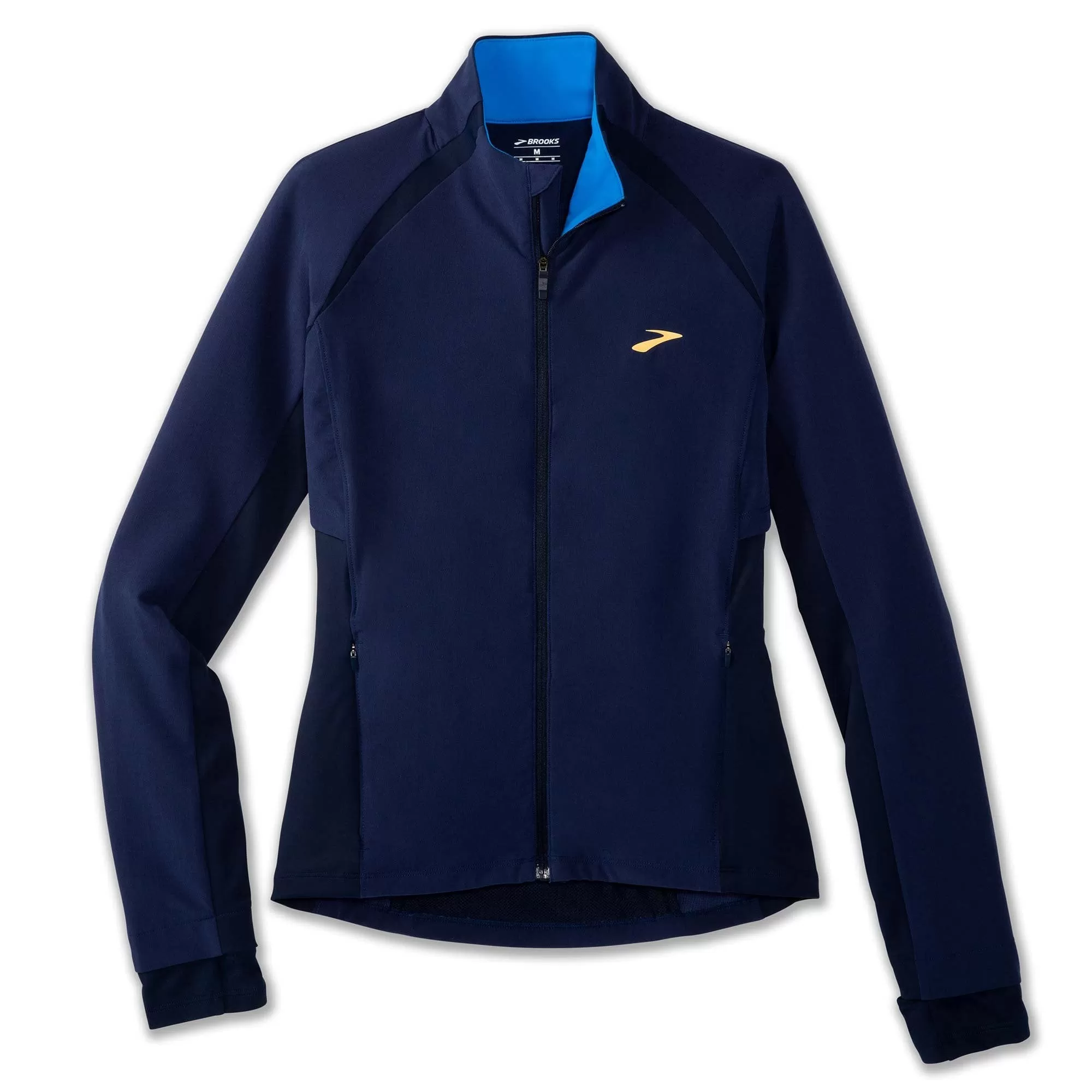 Brooks  Fusion Hybrid Jacket Womens Water Resistant & Wind Resistant Running Jacket Navy/Blue Bolt