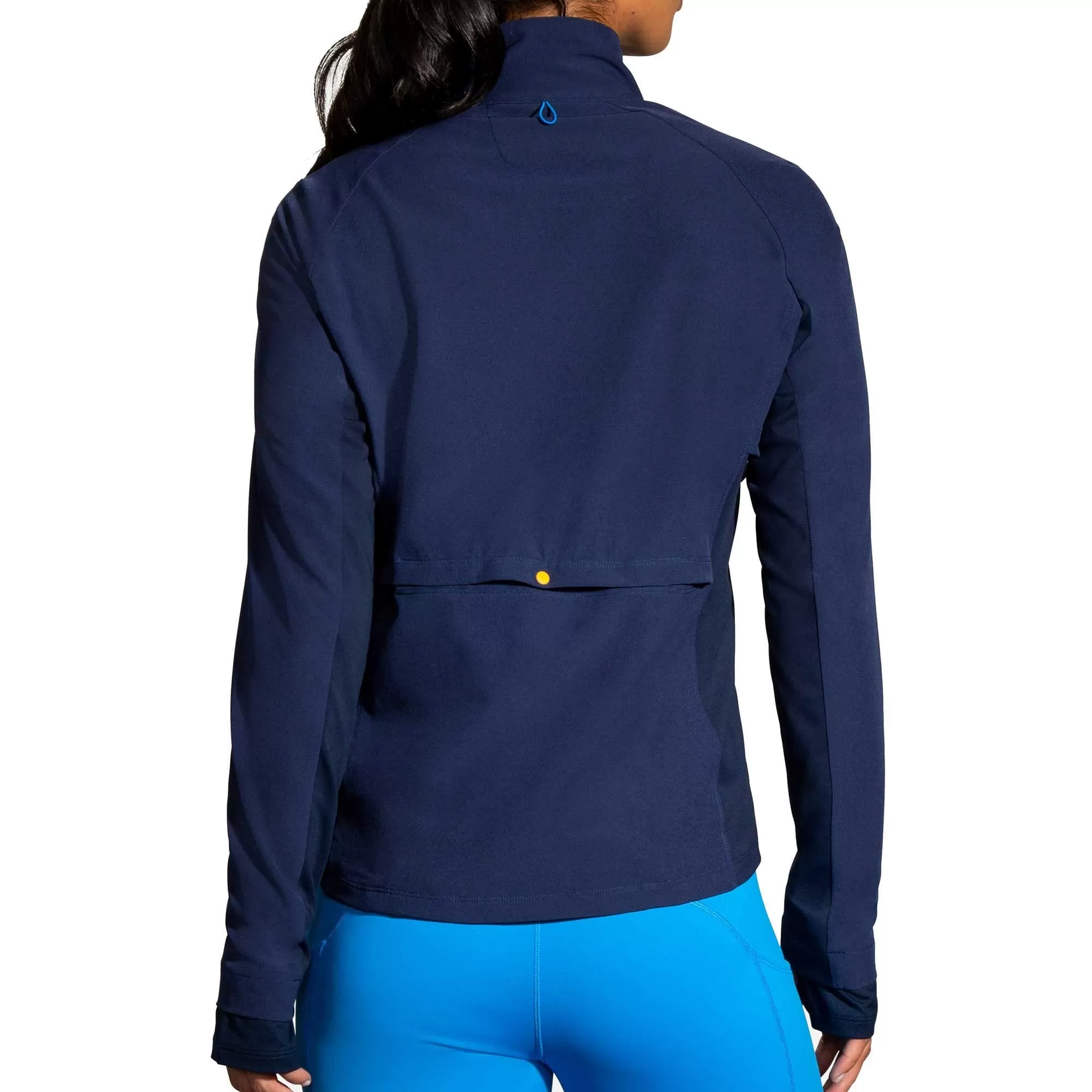 Brooks  Fusion Hybrid Jacket Womens Water Resistant & Wind Resistant Running Jacket Navy/Blue Bolt