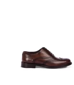 Brown brogue leather oxford shoes