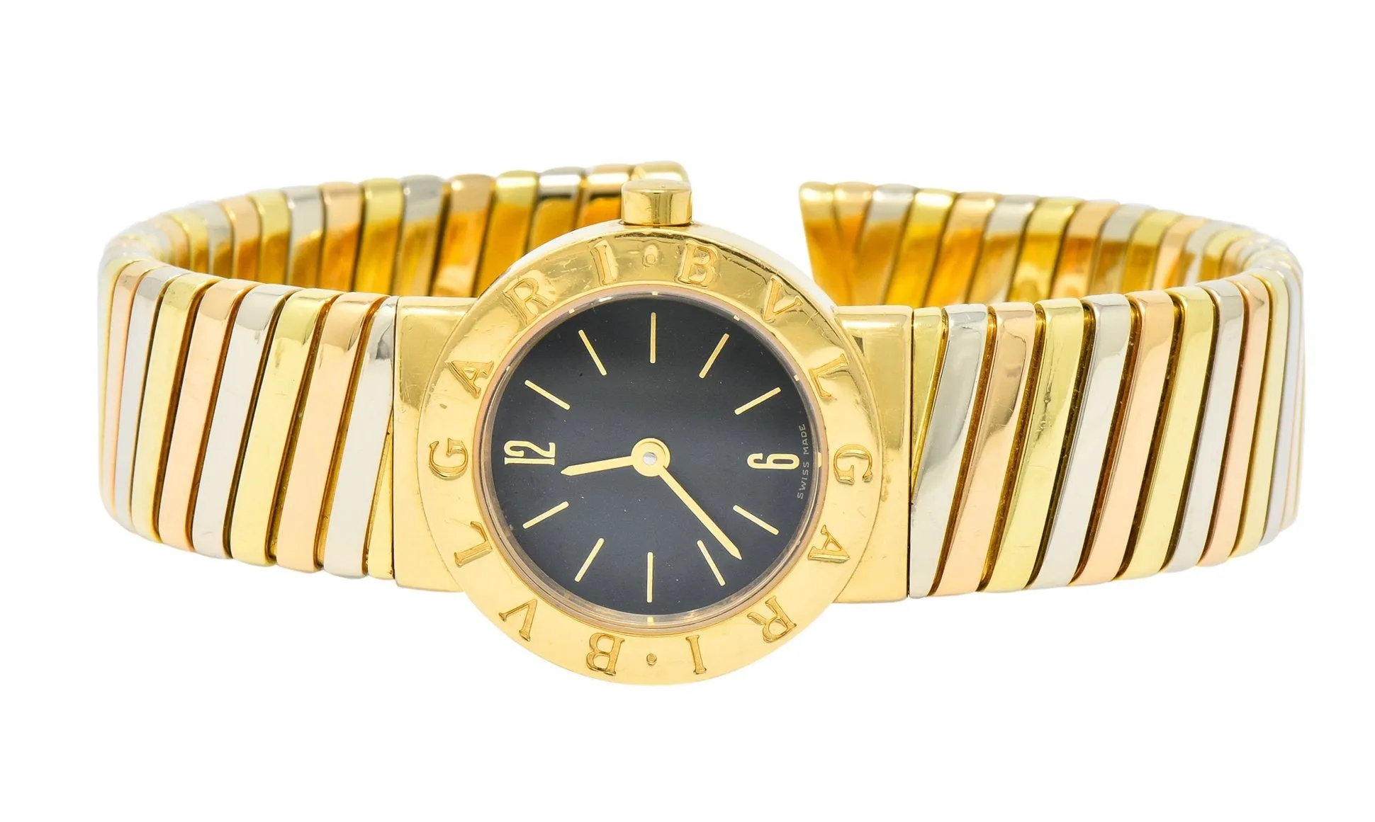 Bulgari 18 Karat Tri-Color Gold Tubogas Serpenti Flex Band Quartz Wrist Watch