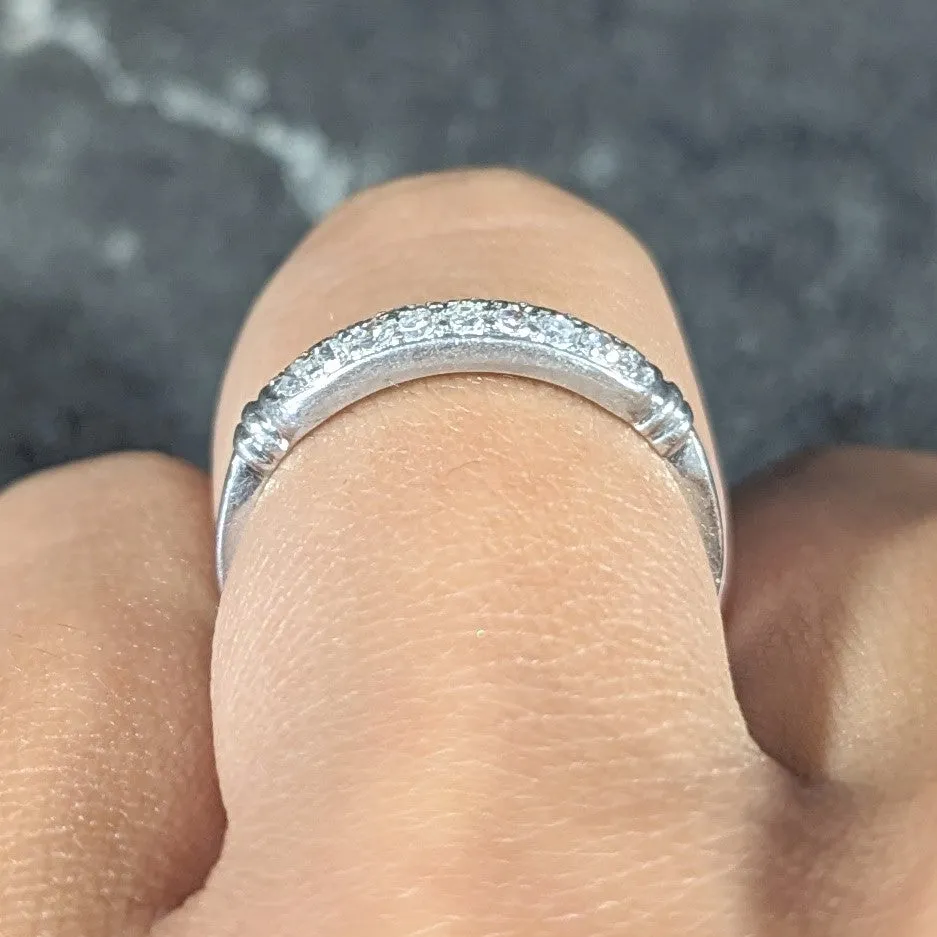 Cartier Art Deco 0.45 CTW Diamond Platinum Double Row Vintage Stacking Wedding Vintage Band Ring