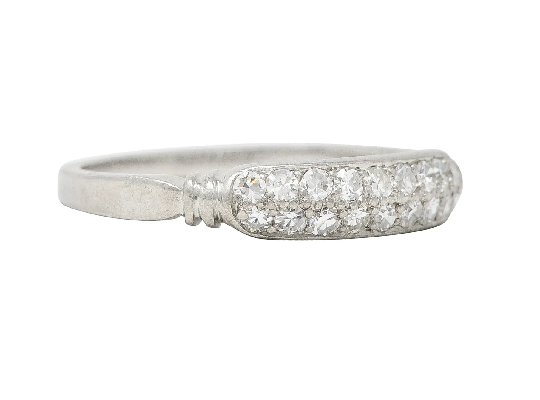 Cartier Art Deco 0.45 CTW Diamond Platinum Double Row Vintage Stacking Wedding Vintage Band Ring