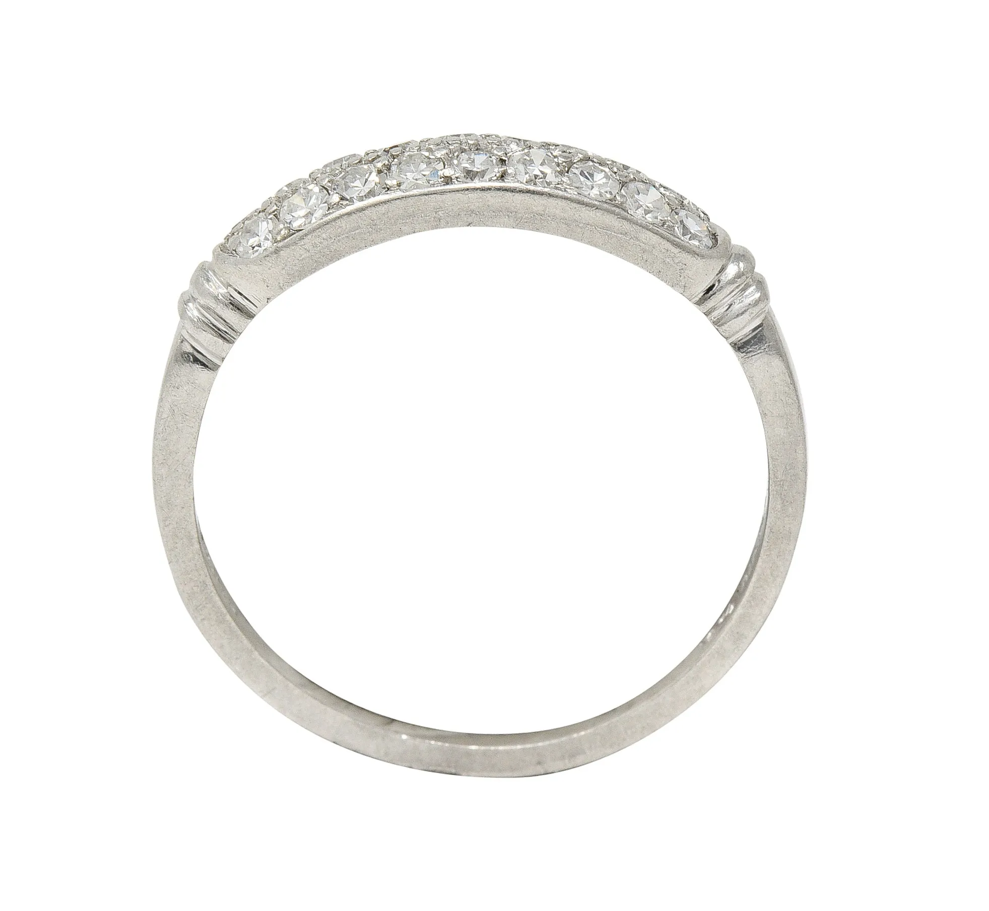 Cartier Art Deco 0.45 CTW Diamond Platinum Double Row Vintage Stacking Wedding Vintage Band Ring