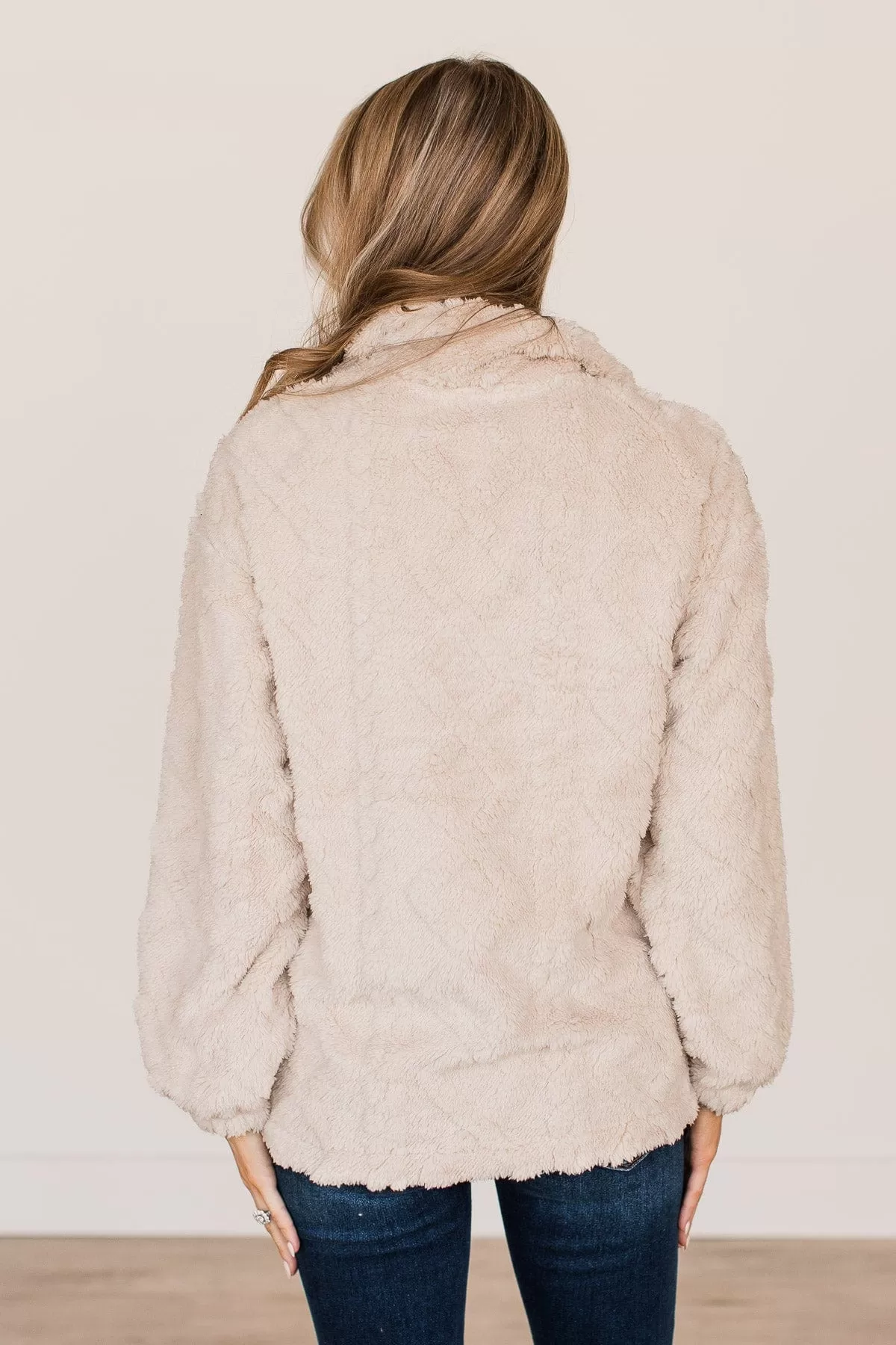 Catch A Chill Sherpa Jacket- Cream