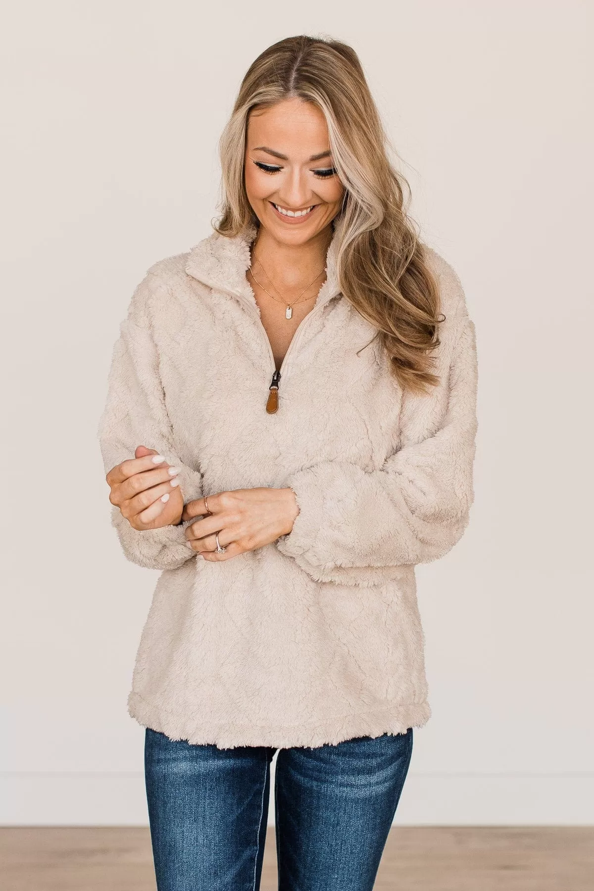 Catch A Chill Sherpa Jacket- Cream