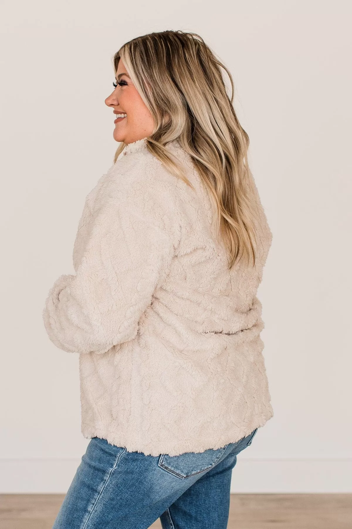 Catch A Chill Sherpa Jacket- Cream