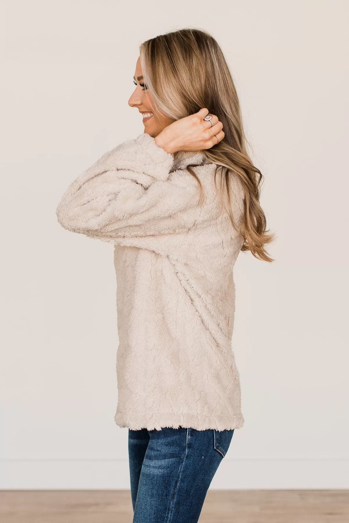 Catch A Chill Sherpa Jacket- Cream