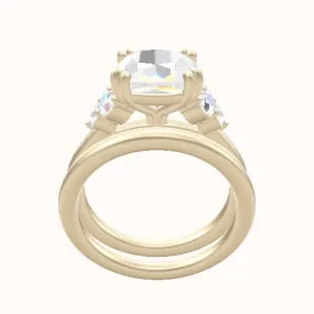 Cathedral Band with Round Sidestones (0.50 CTW) Engagement Ring With Double Prongs Head and Matching Band