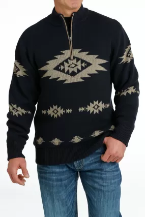 Cinch Mens Navy 1/4 Long Sleeve Sweater