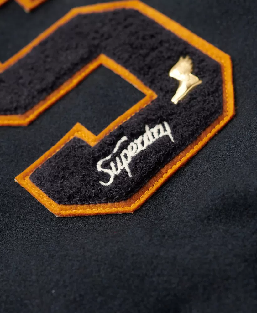 College Patched Varsity Jacket | Eclipse Navy