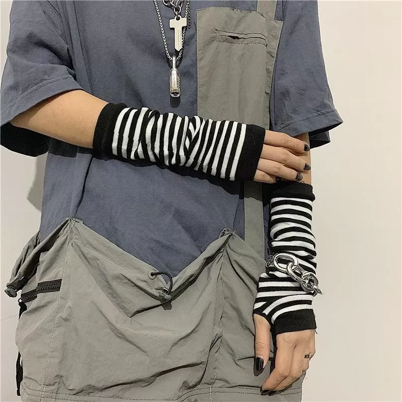 Complete Your Alternative Look with Black Punk Long Fingerless Gloves