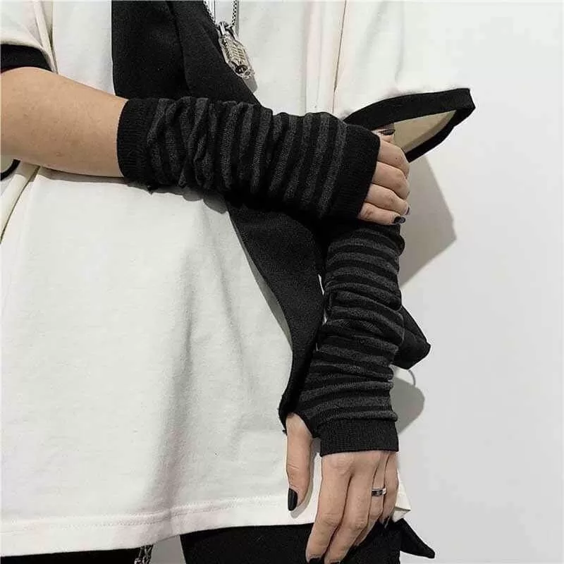 Complete Your Alternative Look with Black Punk Long Fingerless Gloves