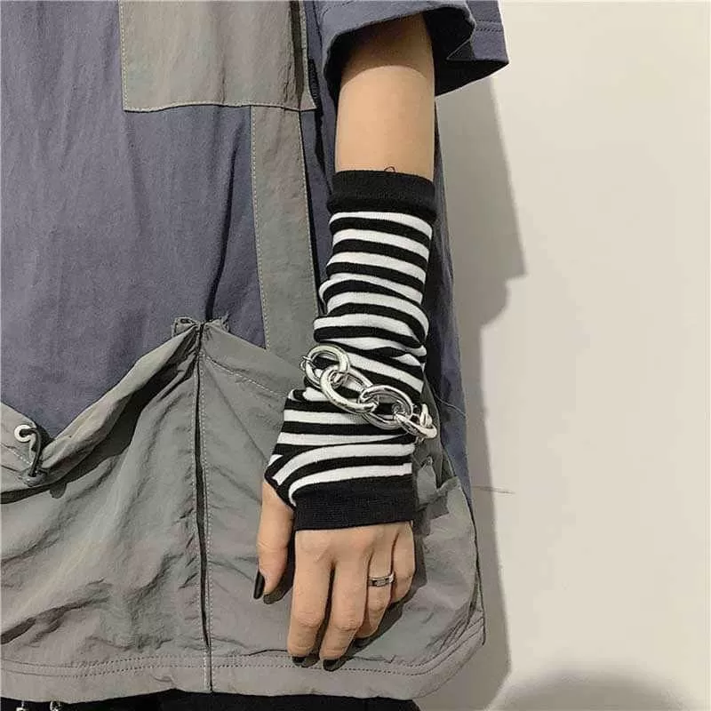 Complete Your Alternative Look with Black Punk Long Fingerless Gloves