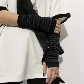 Complete Your Alternative Look with Black Punk Long Fingerless Gloves