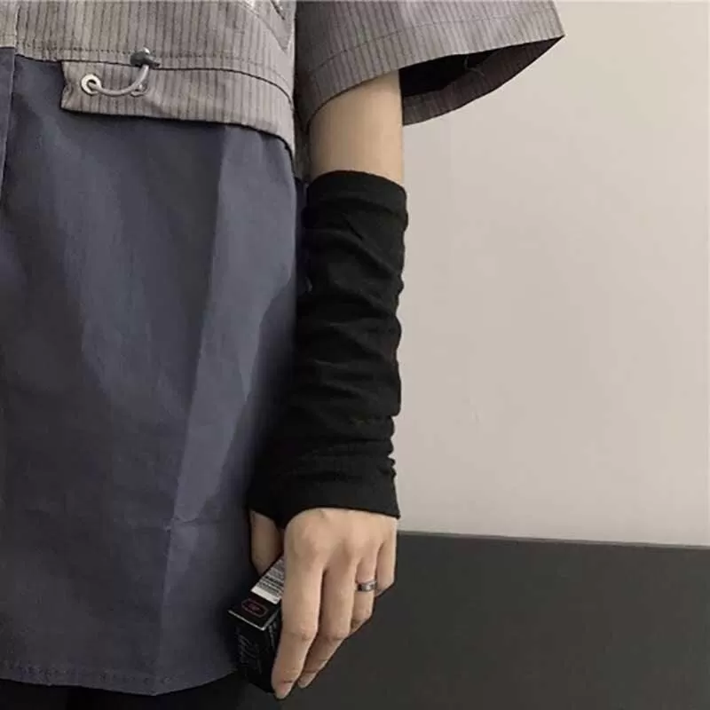 Complete Your Alternative Look with Black Punk Long Fingerless Gloves