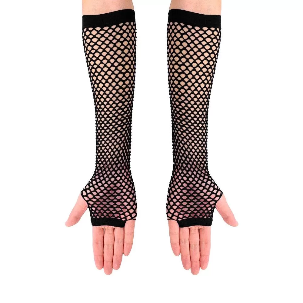 Complete Your Alternative Look with Black Punk Long Fingerless Gloves